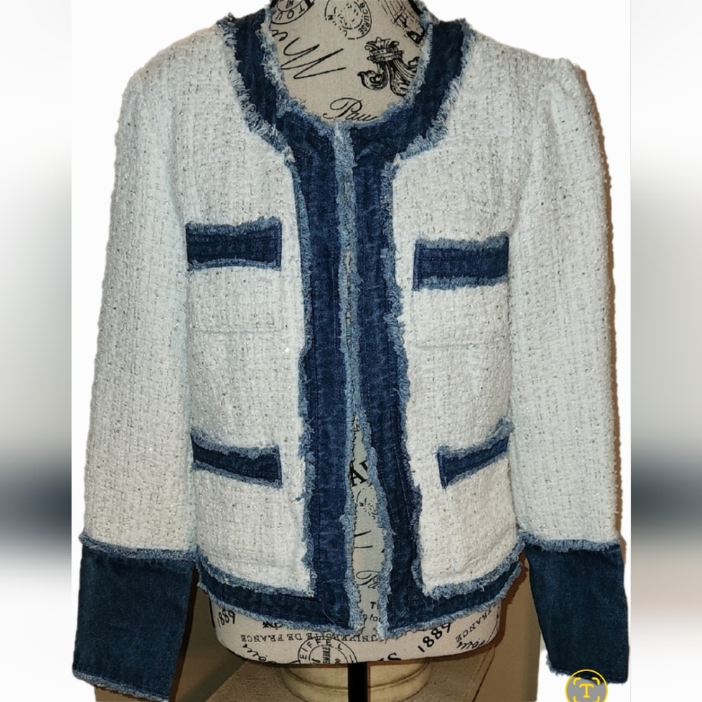 Nannette White and Blue Tweed Blazer